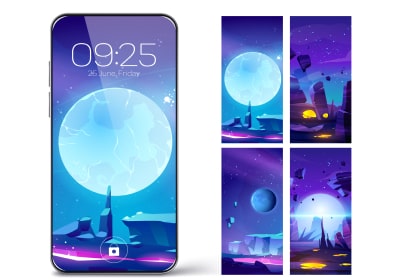 Picture of screen illustrations for a mobile phone