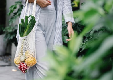 Picture of a person carrying food in a net